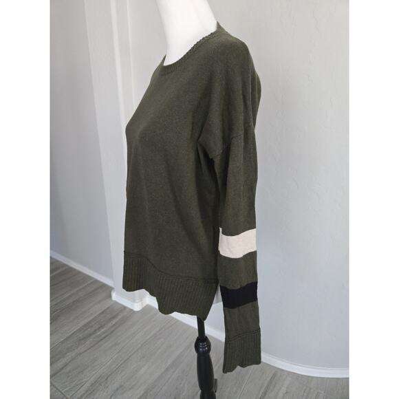 Lisa Todd Olive Green Cotton Cashmere Sweater Heart Zip Pocket Long Sleeve Sz L - Picture 5 of 13
